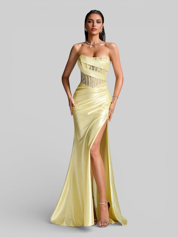 Vestido de Festa Luxo Corpete sem Alças Suiça - Aurea Dress