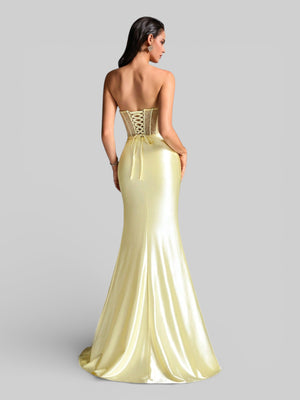 Vestido de Festa Luxo Corpete sem Alças Suiça - Aurea Dress