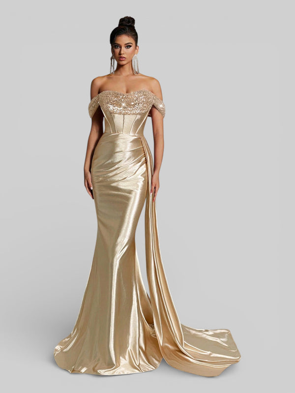 Vestido de Festa Luxo Ombro a Ombro Paetês Famma - Aurea Dress