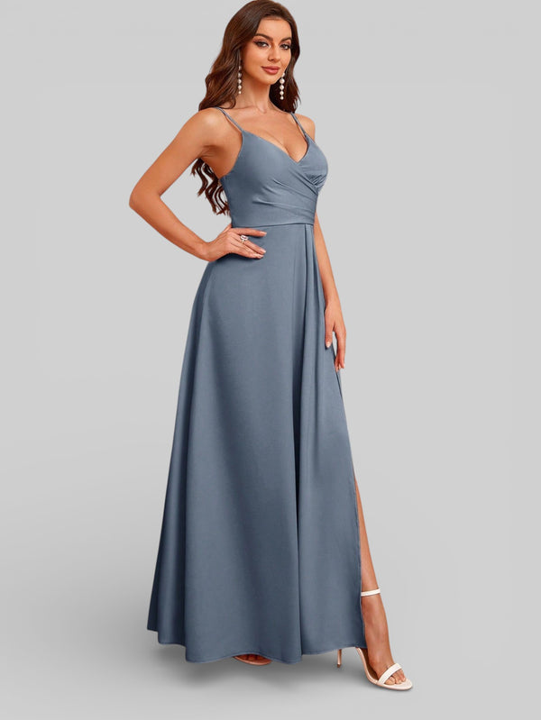 Vestido de Festa Alças Finas com Fenda Monize - Aurea Dress