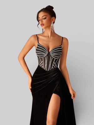 Vestido de Festa com Apliques Formanda Black