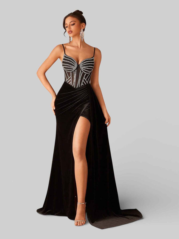 Vestido de Festa com Apliques Formanda Black