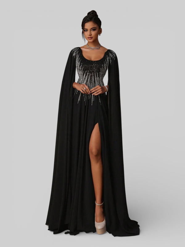 Vestido de Festa Super Luxo Bordado com Capa Magnólia - Aurea Dress