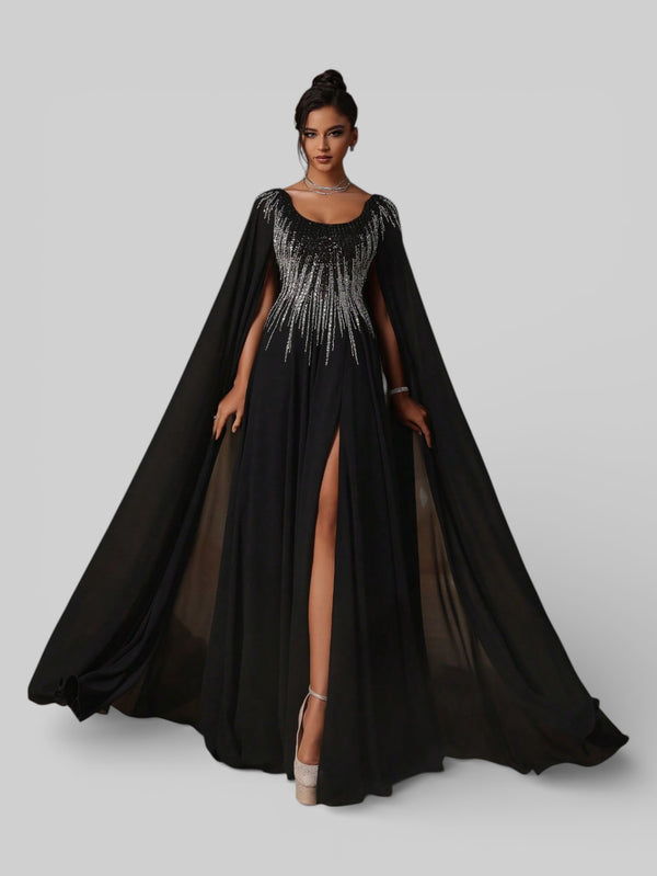 Vestido de Festa Super Luxo Bordado com Capa Magnólia - Aurea Dress
