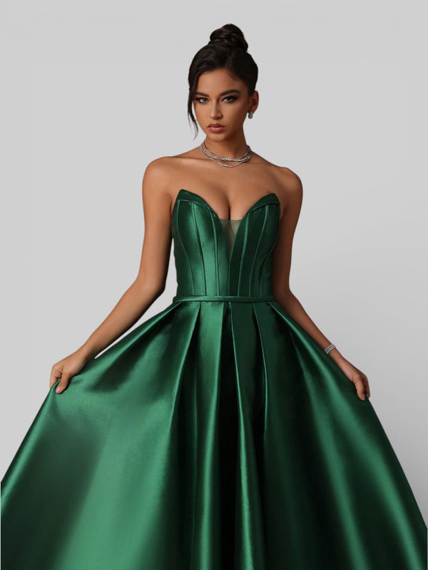 Vestido de Festa Prada Acetinado Milão Green - Aurea Dress