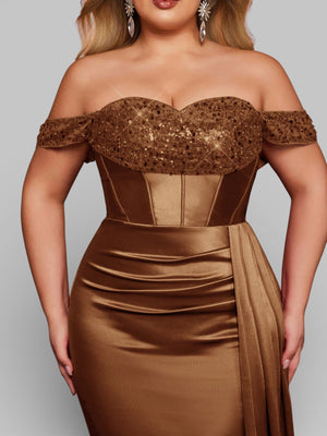 Vestido de Festa Luxo Ombro a Ombro Paetês Famma - Aurea Dress
