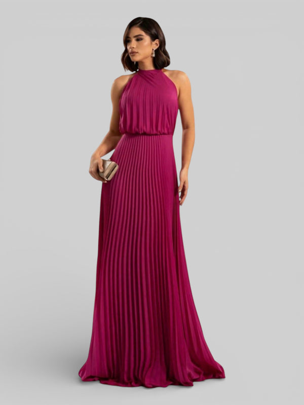 Vestido de Festa Plissado Gola Halter Ruby - Aurea Dress