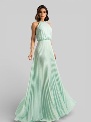 Vestido de Festa Plissado Gola Halter Ruby - Aurea Dress