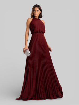 Vestido de Festa Plissado Gola Halter Ruby - Aurea Dress