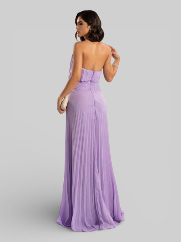 Vestido de Festa Plissado Gola Halter Ruby - Aurea Dress