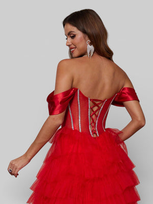 Vestido de Festa Super Luxo Cascata Corpete Paetê - Aurea Dress