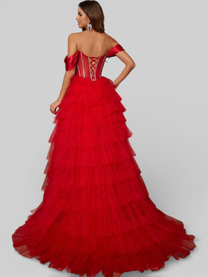 Vestido de Festa Super Luxo Cascata Corpete Paetê - Aurea Dress