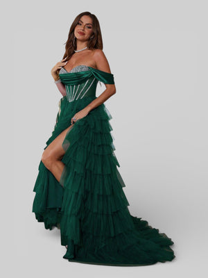 Vestido de Festa Super Luxo Cascata Corpete Paetê - Aurea Dress