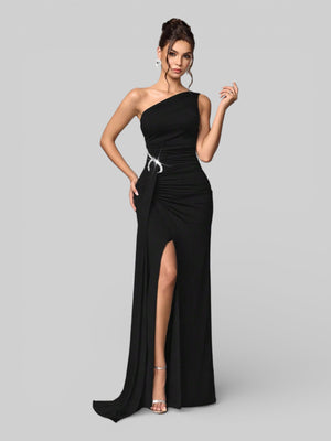 Vestido de Festa Nula Manga Plissado Pedrarias Leona - Aurea Dress
