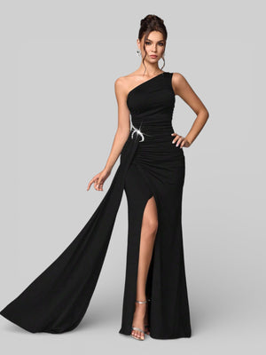 Vestido de Festa Nula Manga Plissado Pedrarias Leona - Aurea Dress