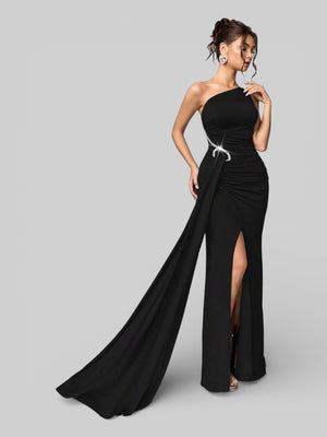 Vestido de Festa Nula Manga Plissado Pedrarias Leona - Aurea Dress