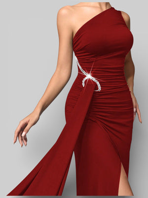 Vestido de Festa Nula Manga Plissado Pedrarias Leona - Aurea Dress
