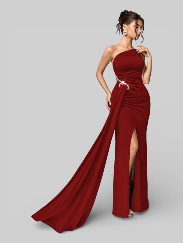 Vestido de Festa Nula Manga Plissado Pedrarias Leona - Aurea Dress
