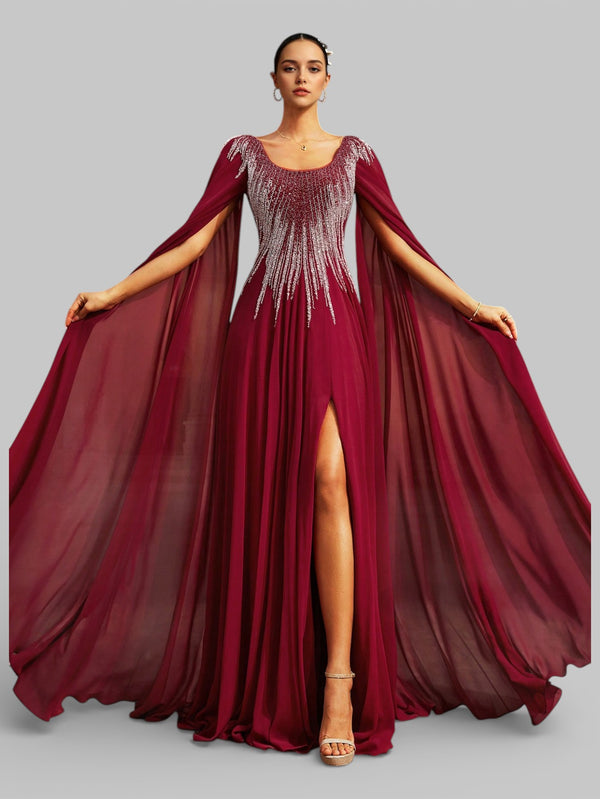 Vestido de Festa Super Luxo Bordado com Capa Magnólia - Aurea Dress