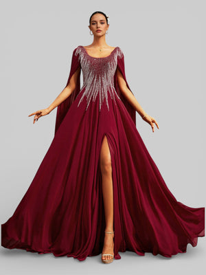 Vestido de Festa Super Luxo Bordado com Capa Magnólia - Aurea Dress