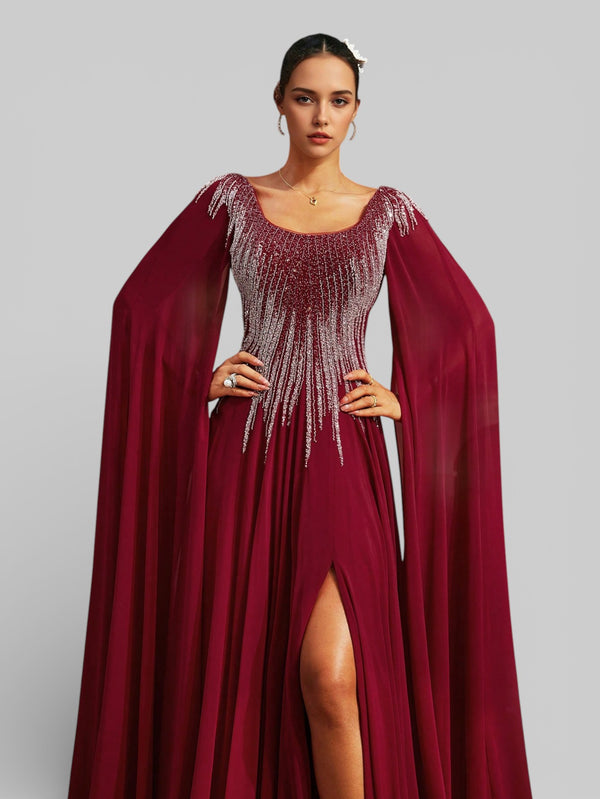 Vestido de Festa Super Luxo Bordado com Capa Magnólia - Aurea Dress