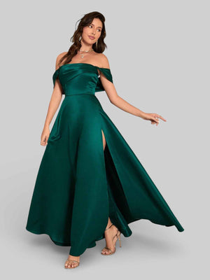 Vestido de Festa Ombro a Ombro com Fenda Vilella