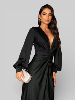 Vestido de Festa Manga Longa Torcido Serena - Aurea Dress