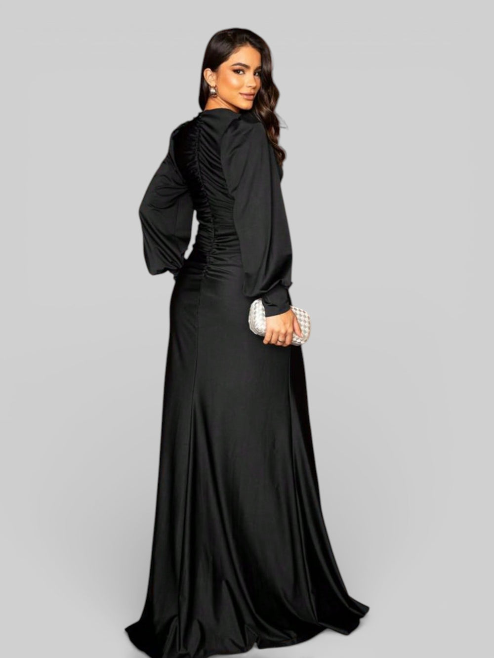 Vestido de Festa Manga Longa Torcido Serena