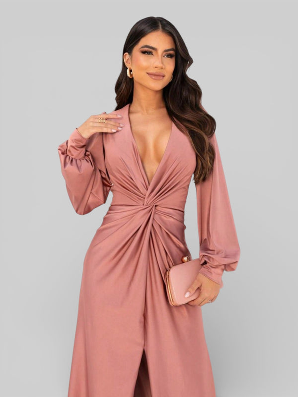 Vestido de Festa Manga Longa Torcido Serena - Aurea Dress