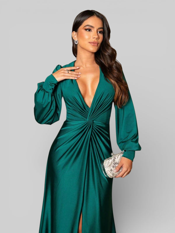 Vestido de Festa Manga Longa Torcido Serena - Aurea Dress