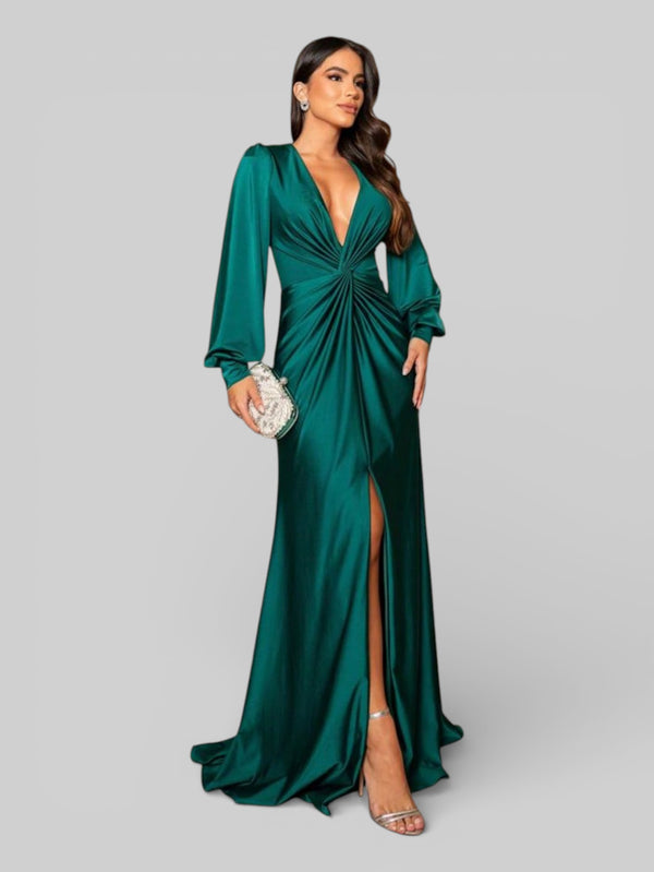 Vestido de Festa Manga Longa Torcido Serena - Aurea Dress