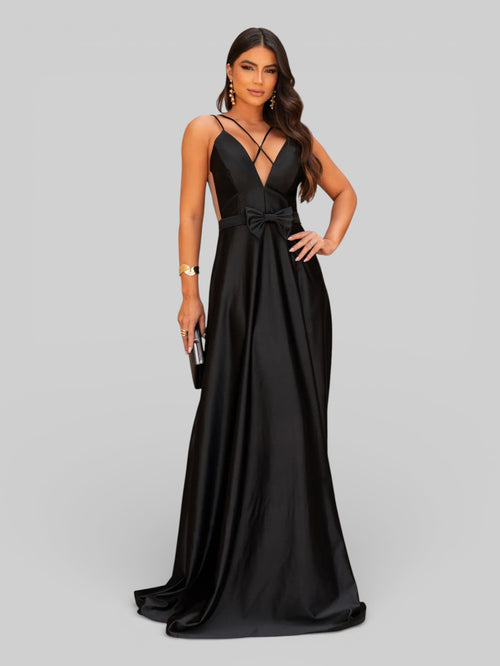 Vestido de Festa com Laço Acetinado Prada - Aurea Dress