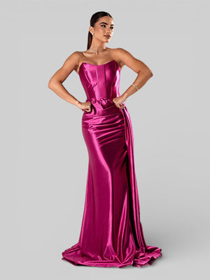 Vestido de Festa Super Luxo Corpete Acetinado - Aurea Dress