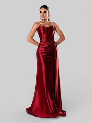 Vestido de Festa Super Luxo Corpete Acetinado - Aurea Dress