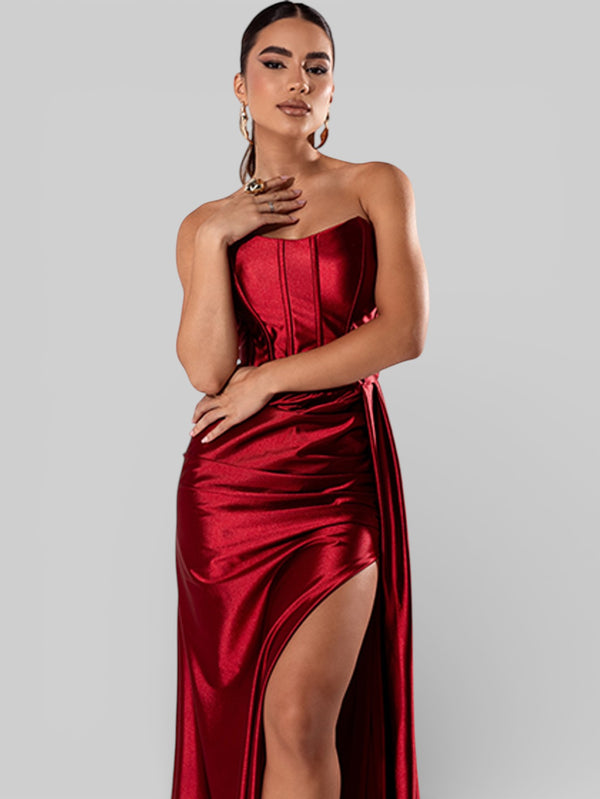 Vestido de Festa Super Luxo Corpete Acetinado - Aurea Dress