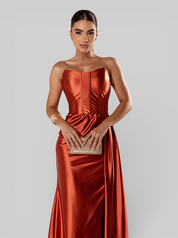 Vestido de Festa Super Luxo Corpete Acetinado - Aurea Dress