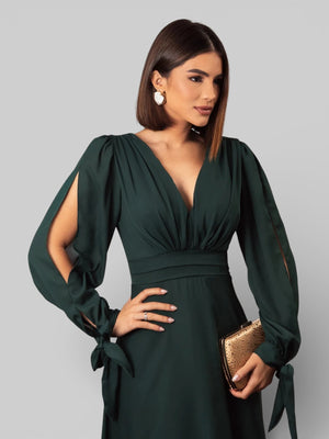 Vestido de Festa Manga Longa Decote Veneza - Aurea Dress