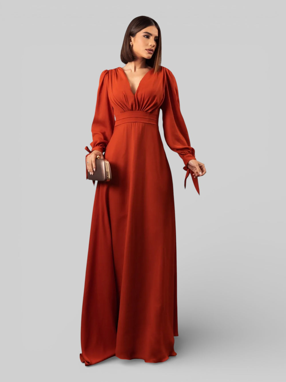 Vestido de Festa Manga Longa Decote Veneza - Aurea Dress