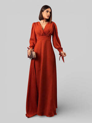 Vestido de Festa Manga Longa Decote Veneza - Aurea Dress
