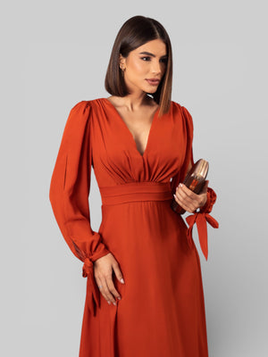 Vestido de Festa Manga Longa Decote Veneza - Aurea Dress