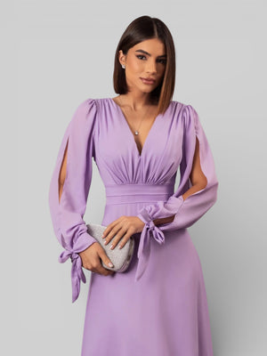 Vestido de Festa Manga Longa Decote Veneza - Aurea Dress