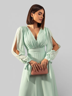 Vestido de Festa Manga Longa Decote Veneza - Aurea Dress