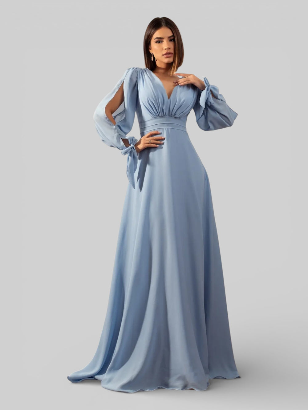Vestido de Festa Manga Longa Decote Veneza - Aurea Dress