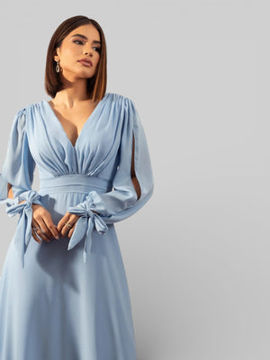 Vestido de Festa Manga Longa Decote Veneza - Aurea Dress