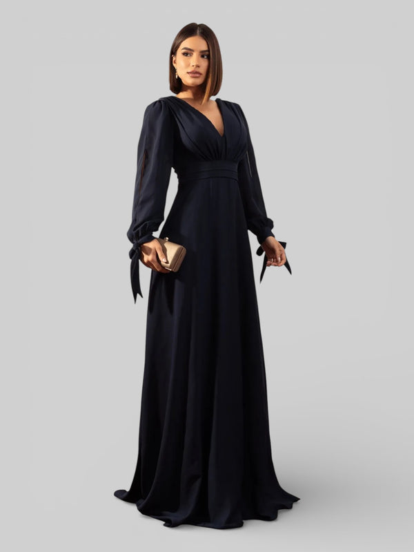Vestido de Festa Manga Longa Decote Veneza - Aurea Dress