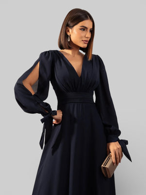 Vestido de Festa Manga Longa Decote Veneza - Aurea Dress