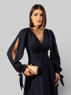 Vestido de Festa Manga Longa Decote Veneza - Aurea Dress