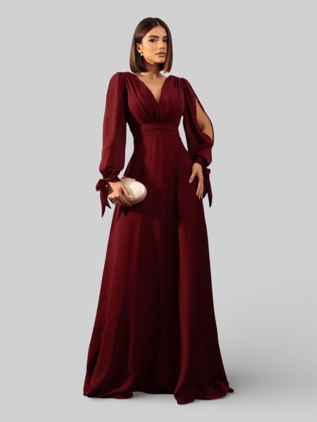 Vestido de Festa Manga Longa Decote Veneza - Aurea Dress