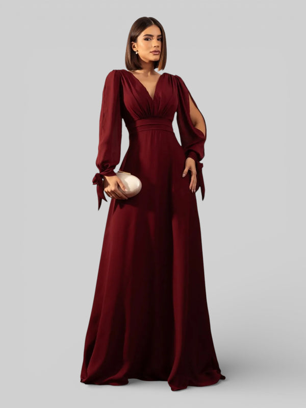 Vestido de Festa Manga Longa Decote Veneza - Aurea Dress