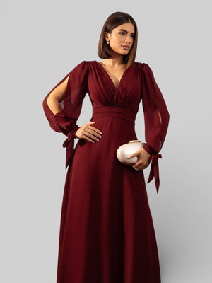 Vestido de Festa Manga Longa Decote Veneza - Aurea Dress